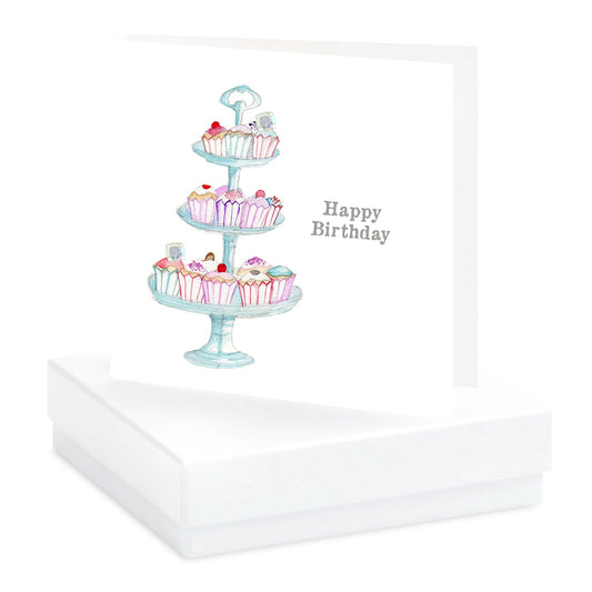 Happy Birthday, Cupcakes - Sterling Silver Earring Card