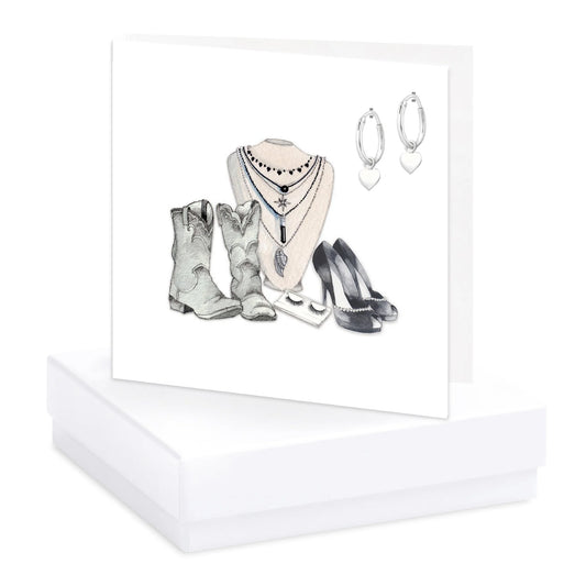 Cowgirl Boots & Shoes! - Sterling Silver Earring Card