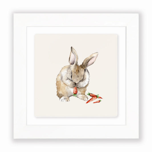 The Bunny & Carrot - Framed Ceramic Tile