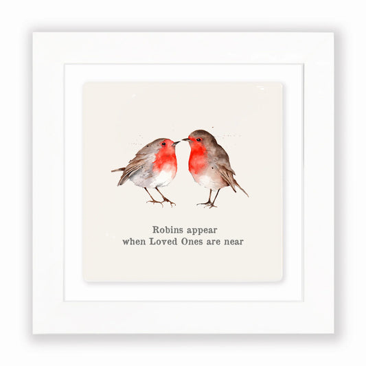 Robins Appear When Loved Ones Are Near - Framed Ceramic Tile