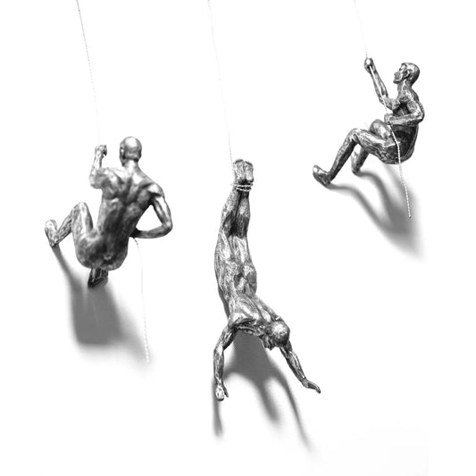 Silver Climbing Men Trio - Wall Hanging Art