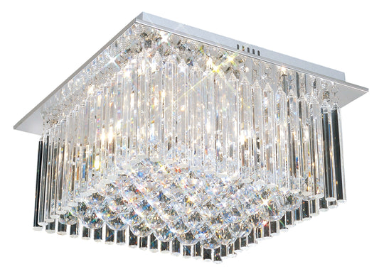 Hollison 5 Light Square Crystal Flush