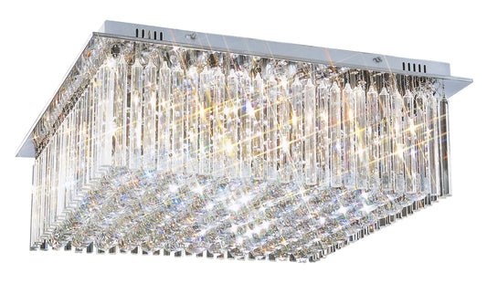 Hollison 8 Light Square Crystal Flush