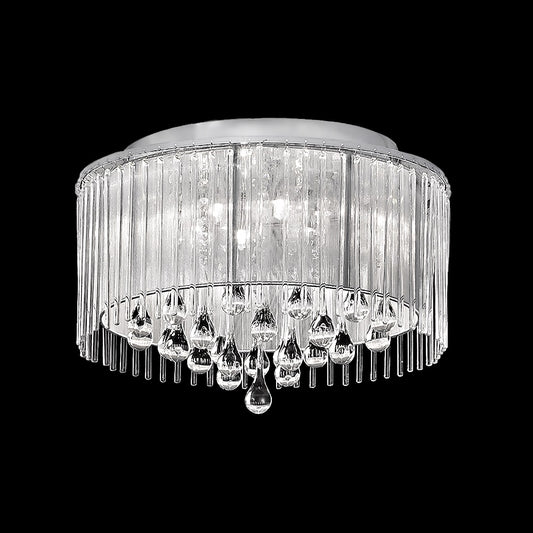 Hurn 6 Light Round Chrome & Crystal Flush