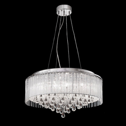 Hurn 8 Light Round Chrome & Crystal Pendant